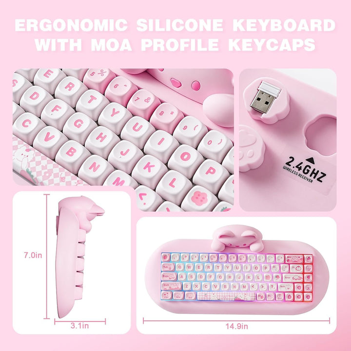 YUNZII C68 Teclado mecánico inalámbrico, diseño de 65%, intercambio...