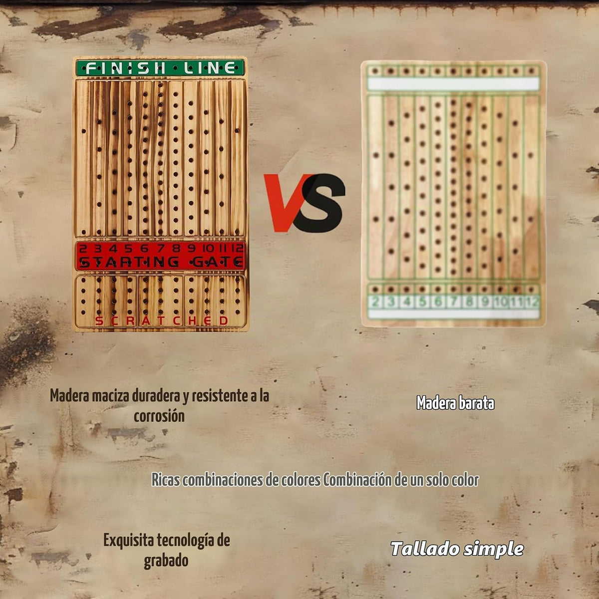 HOROW Juego de mesa de carreras de caballos, juego de cartas de carreras de caballos de madera maciza y juego de mesa de dados edición de lujo con 11 caballos de metal, 100 fichas de póquer, 2 dados y 2 cajas de cartas