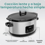 Chefman Olla de cocción lenta digital programable de tamaño familiar grande de 7 cuartos de galón con temporizador de 24 horas, ajustes bajos, altos y cálidos, cerámica Crock, tapa de vidrio templado