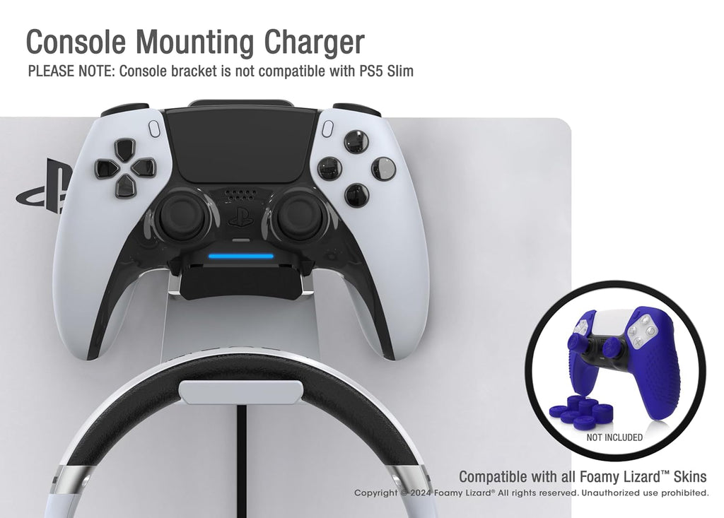 Foamy Lizard PS5 Controller Charger v2.0 Console & Wall Mount (blanco+negro)