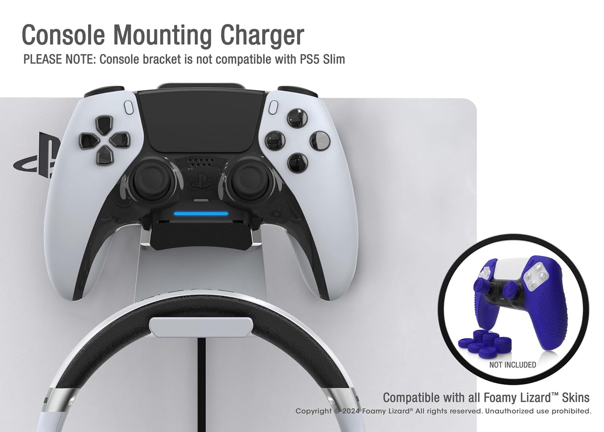 Foamy Lizard PS5 Controller Charger v2.0 Console & Wall Mount (blanco+negro)