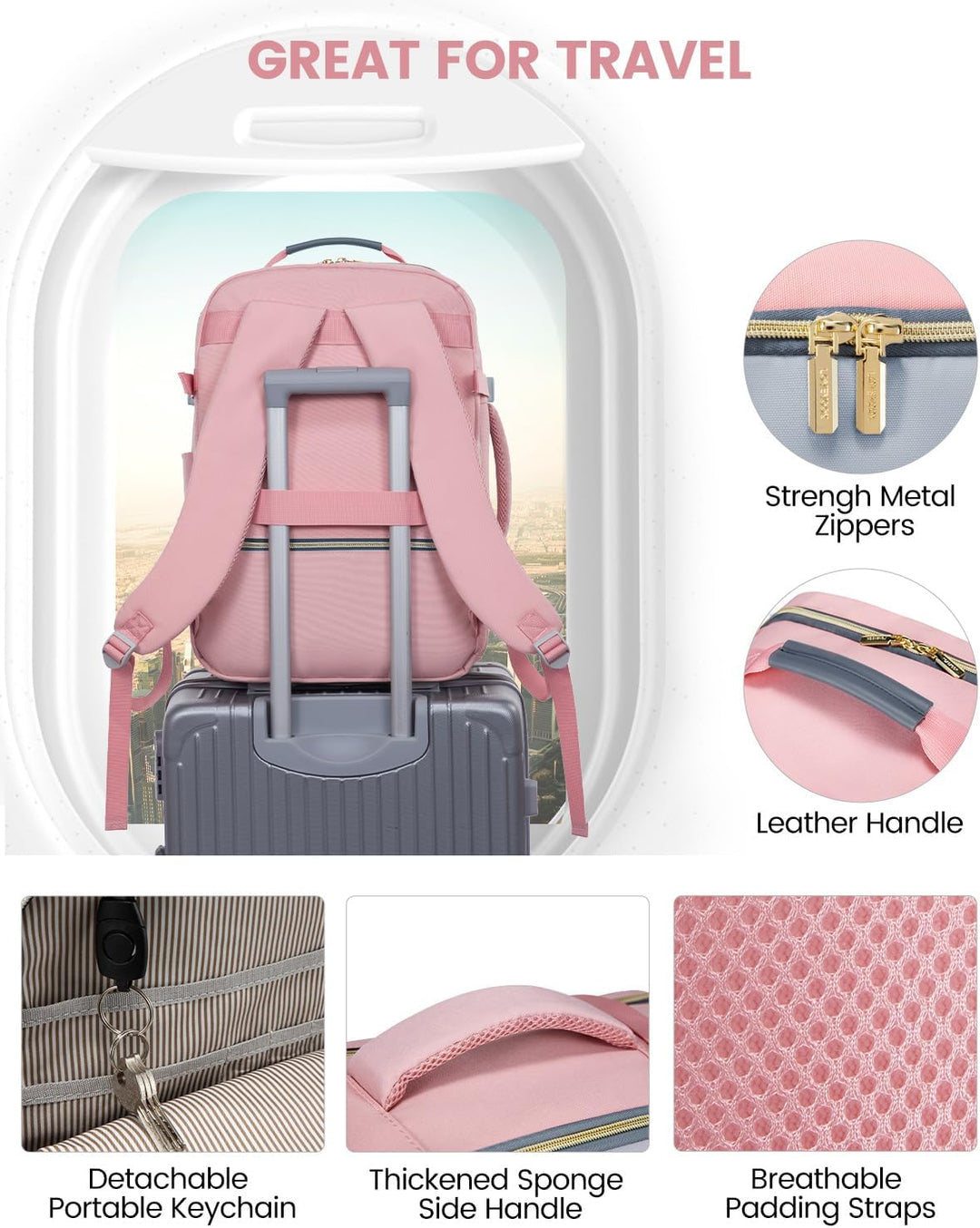 LOVEVOOK Mochila de viaje de 40 L para mujeres y hombres, equipaje...