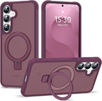 SKYLMW Funda compatible con Samsung Galaxy S24 Plus y Samsung Galaxy S25 Plus con soporte de anillo magnético, fundas translúcidas para teléfono S24+ y S25+ de 6.7 pulgadas [compatible con Mag-Safe