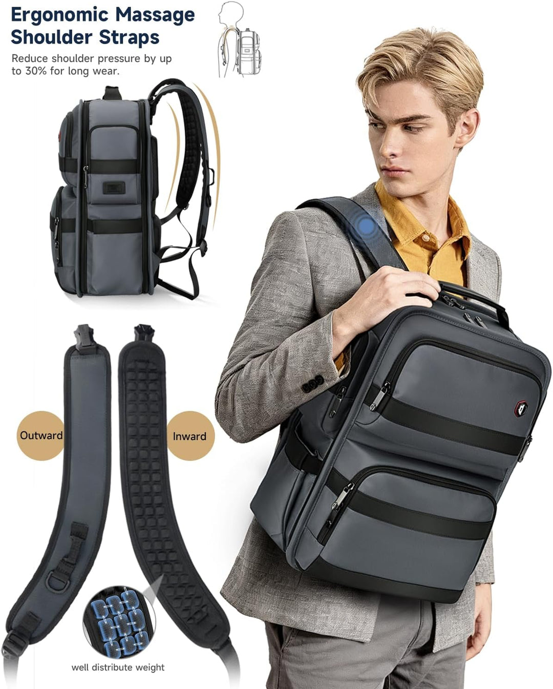 RoyalAnt Mochila de trabajo para hombres, mochila para laptop de 17...