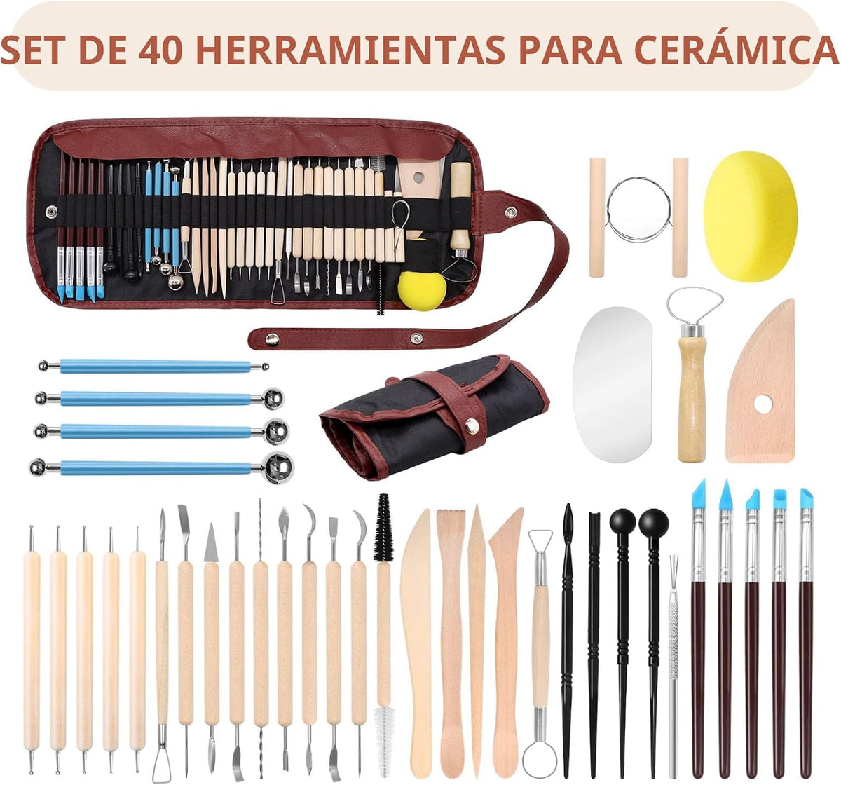 VIBRATITE Arcilla seca al aire de 10 libras con 40 herramientas de cerámica
