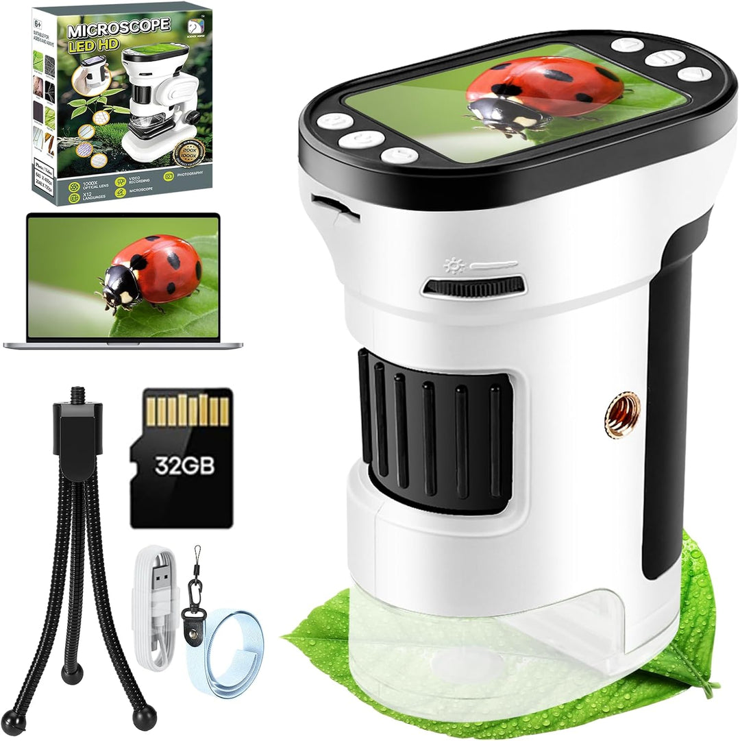 Microscopio digital 1000X para niños pantalla 4K de 20