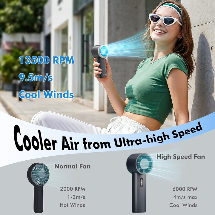 WHATOOK Ventilador turbo portátil de mano, mini ventilador personal...