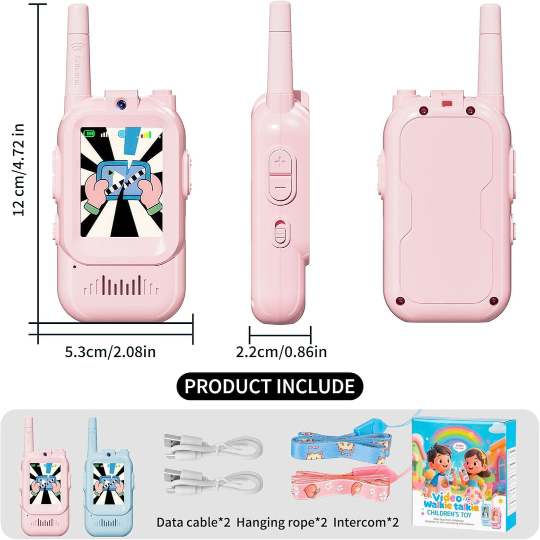 Walkie Talkie para niños con video: paquete de 2 juguetes recargabl...