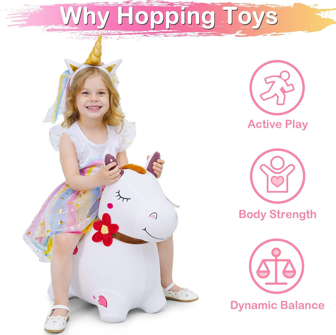 iPlay, iLearn Bouncy Pals - Caballo para saltar blanco infla