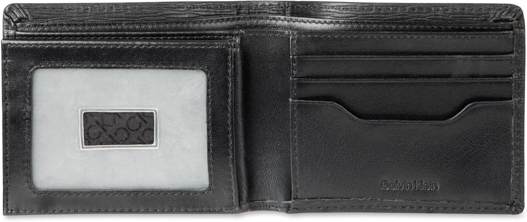 Calvin Klein Billetera plegable minimalista de piel RFID para hombr...