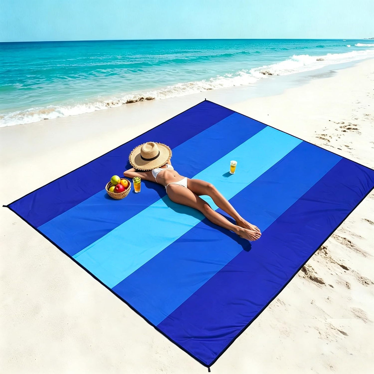 WIWIGO Manta de playa, a prueba de arena, 120 x 108 pulgadas, para 2-8