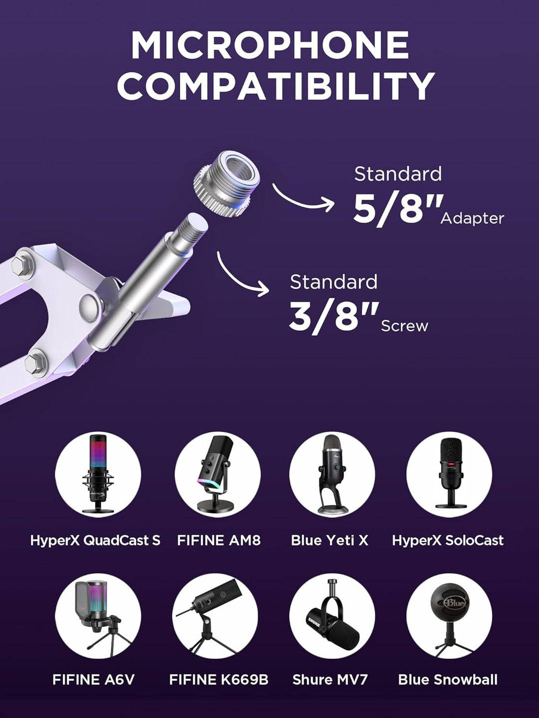 InnoGear Soporte de micrófono con brazo de brazo para Blue Yeti Hyp...