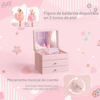 Joyero musical para niñas, joyero musical de 3 capas de madera para niños y organizadores con bailarina giratoria, regalo de almacenamiento de joyas musicales para niñas, Navidad, cumpleaños