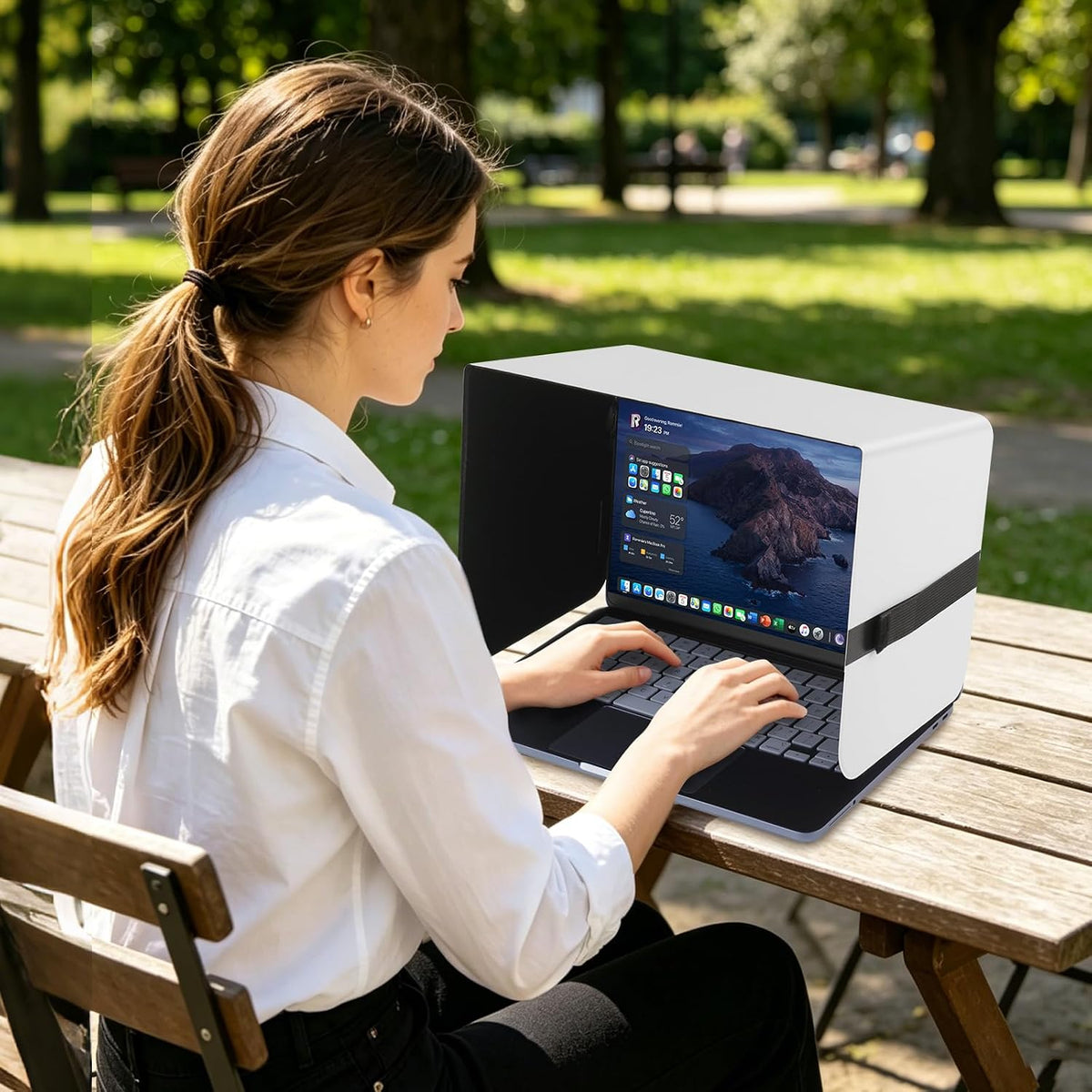 HoYiXi Parasol plegable para laptop y escudo de privacidad, se adap...