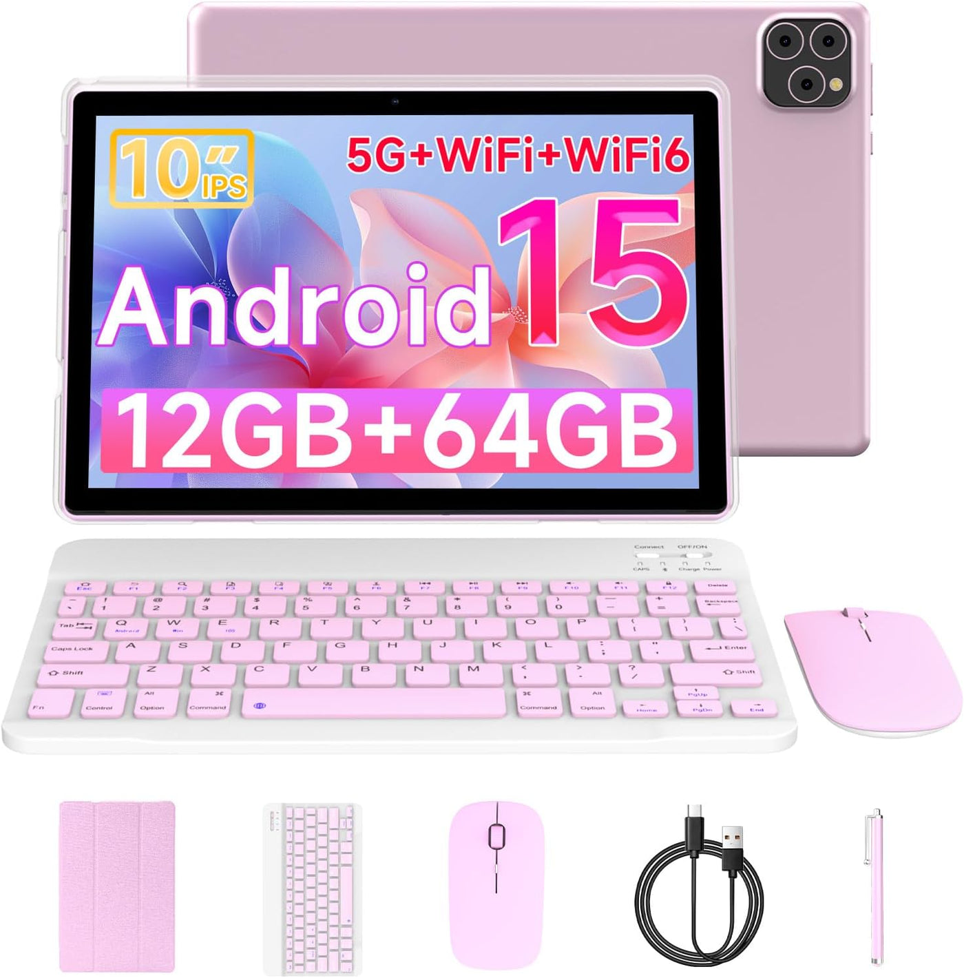 Vyrolinia Tablet Android 15 10 pulgadas 12 GB RAM+64 GB ROM\/1 TB t...