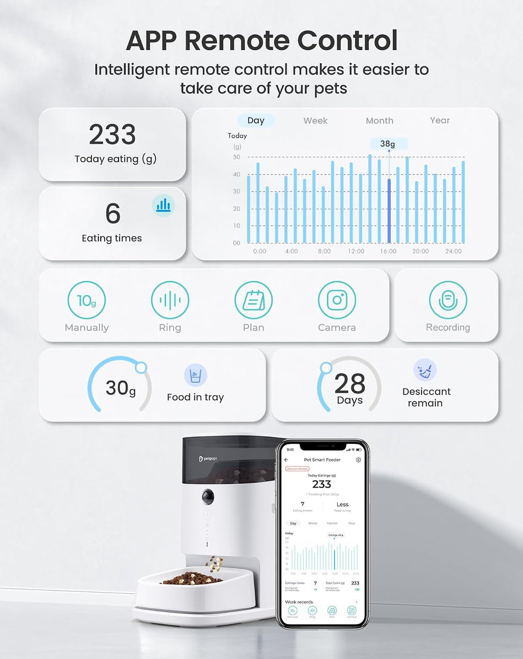 Alimentador automático para gatos, dispensador de tazón de comida para