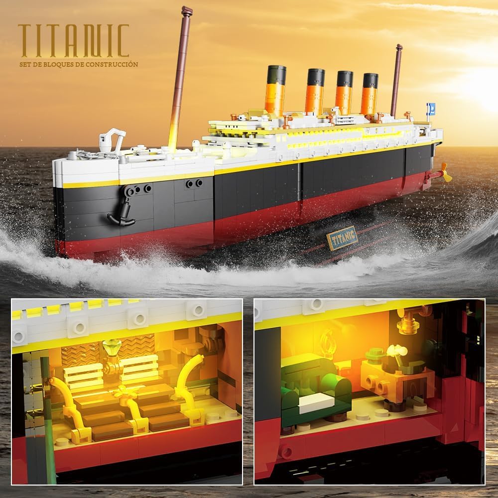 Titanic - Juego de construcción con luz 2 en 1 Titanic