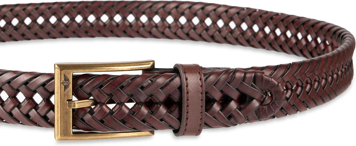 DOCKERS Cinturón de cuero trenzado para hombre, correa casual total...