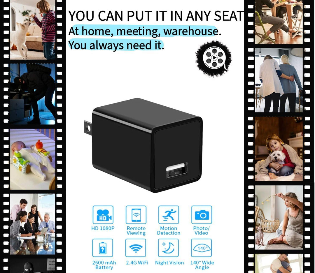 Mini cámara espía oculta en el cargador USB HD 1080P