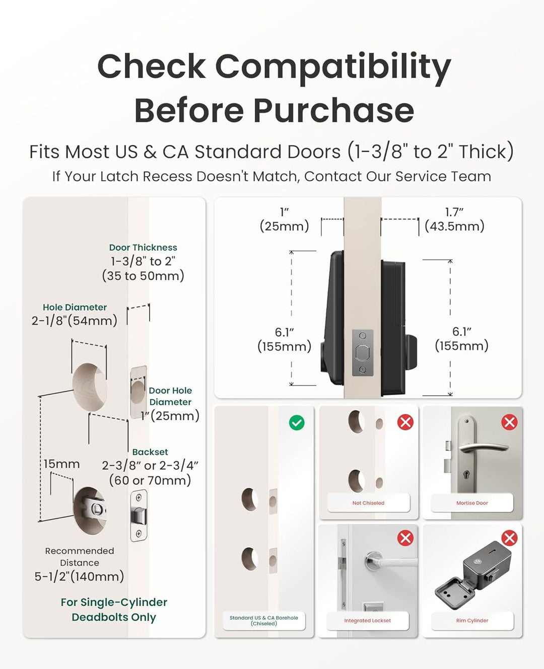 DESLOC Cerradura inteligente WiFi D110 Plus, Wi-Fi incorporado, no...