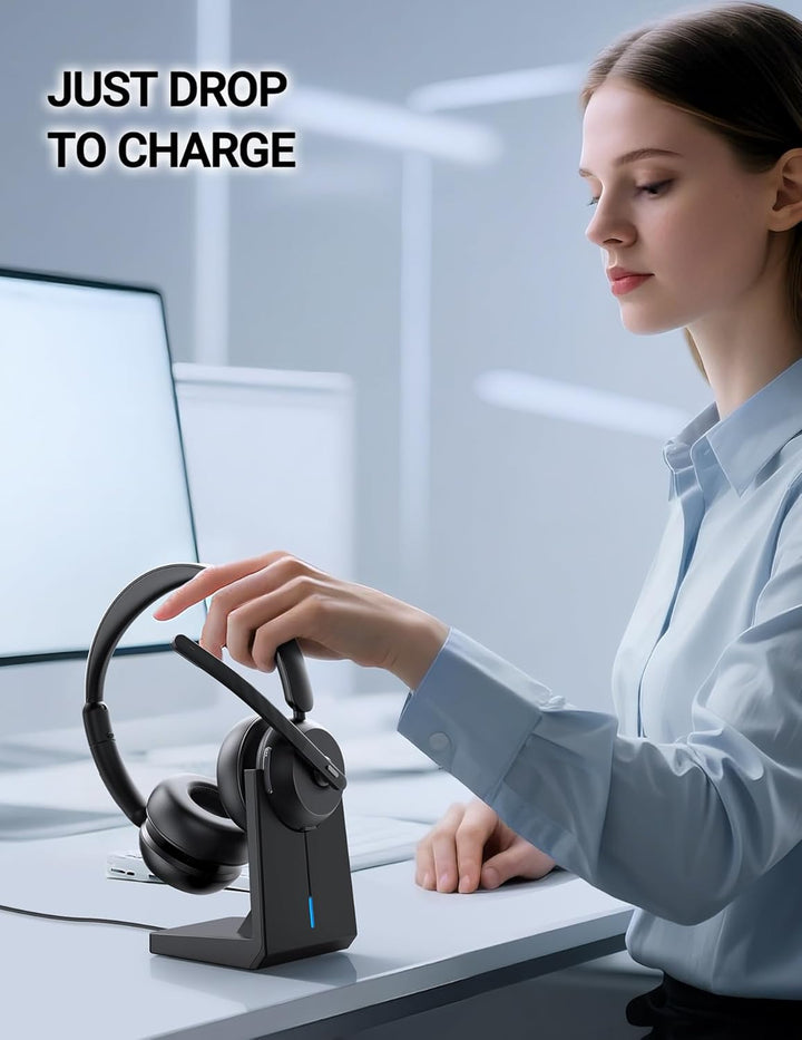 COSMUSIS Auriculares inalámbricos con micrófono para el trabajo, au...