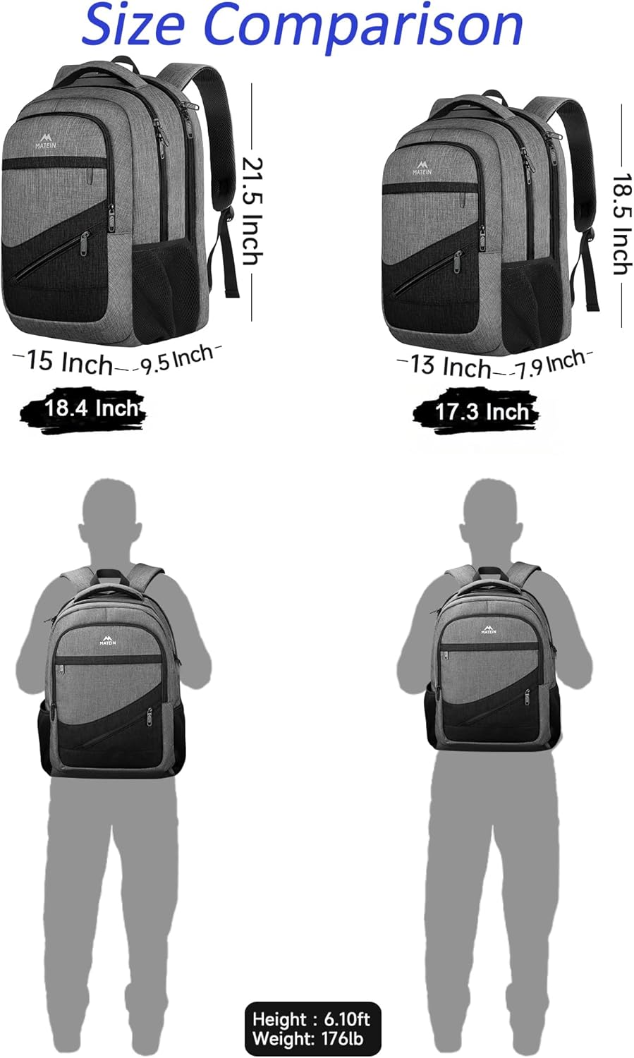 MATEIN Mochila extra grande para laptop de 18.4 pulgadas, mochila d...