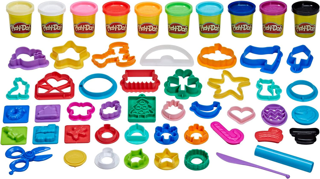 Play-Doh Juego de herramientas navideñas, 43 accesorios y 10 colores compuestos de modelado, juguetes para niños, artes y manualidades navideñas para niños de 3 años en adelante (exclusivo de Amazon)