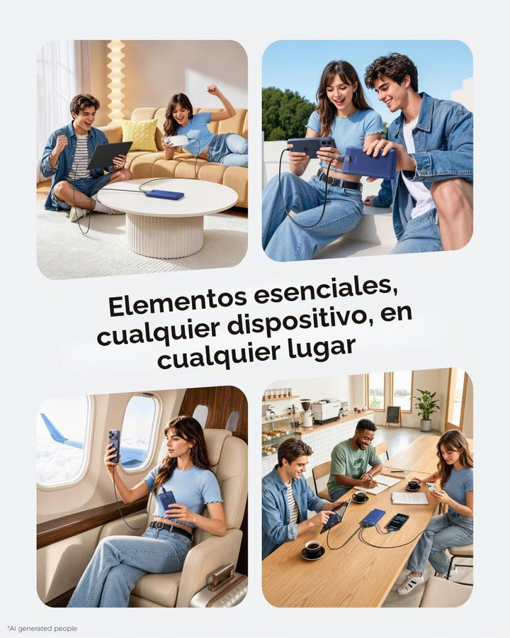 VEGER Cargador portátil con enchufe AC incorporado y cables, todo e...
