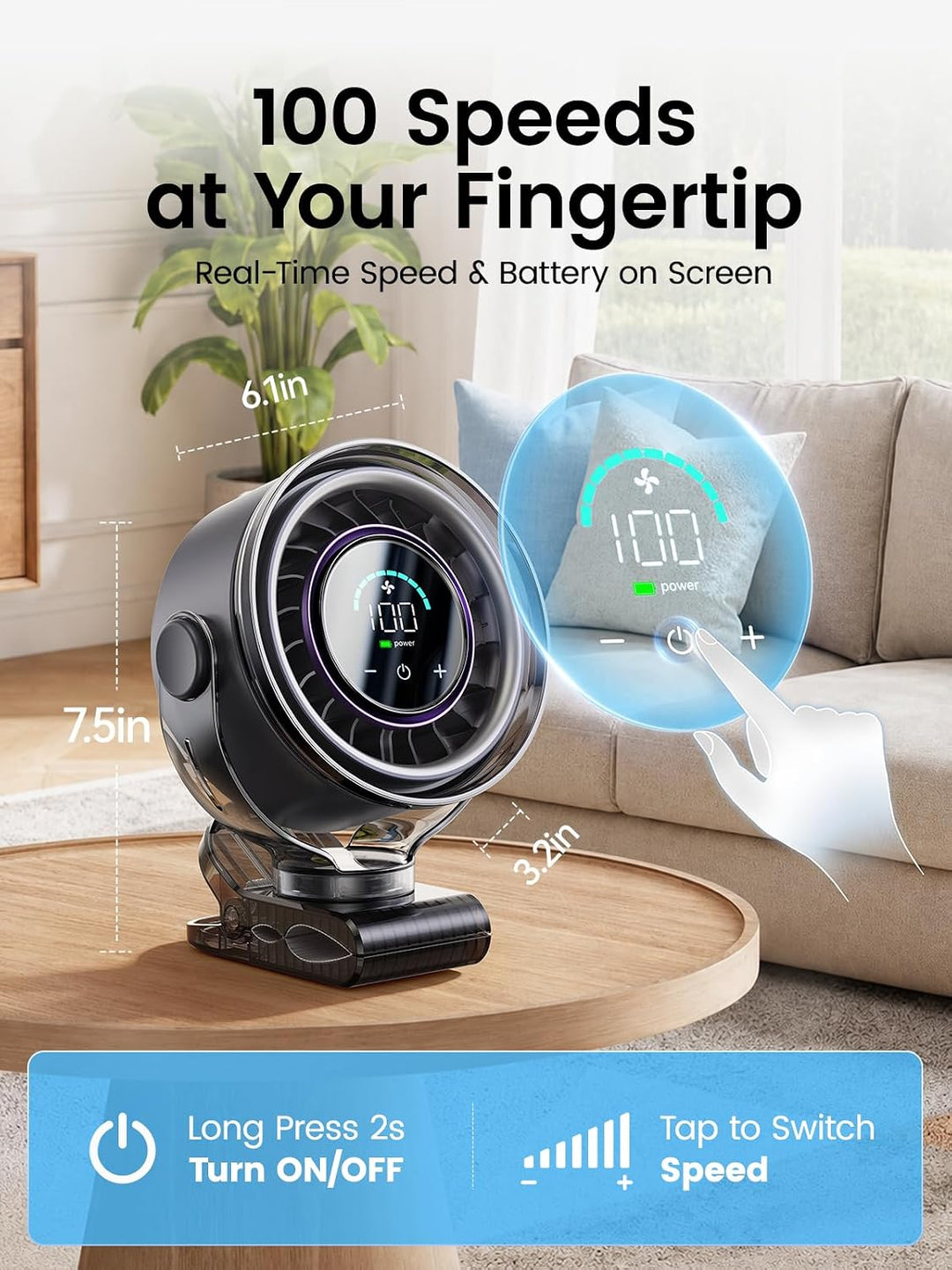 OpenBay Ventilador de clip, ventilador USB recargable con abrazader...