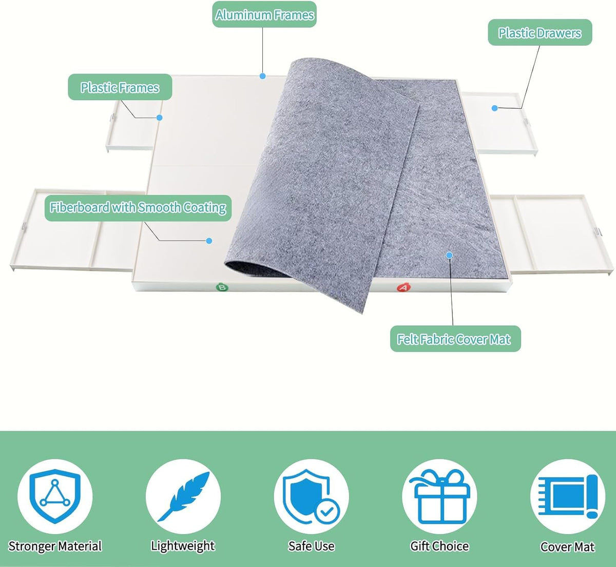 Juego de rompecabezas de 1500 piezas con cajones y tapa, tabla portátil para rompecabezas de 35" x 27", para adultos, mesas de rompecabezas con cajones