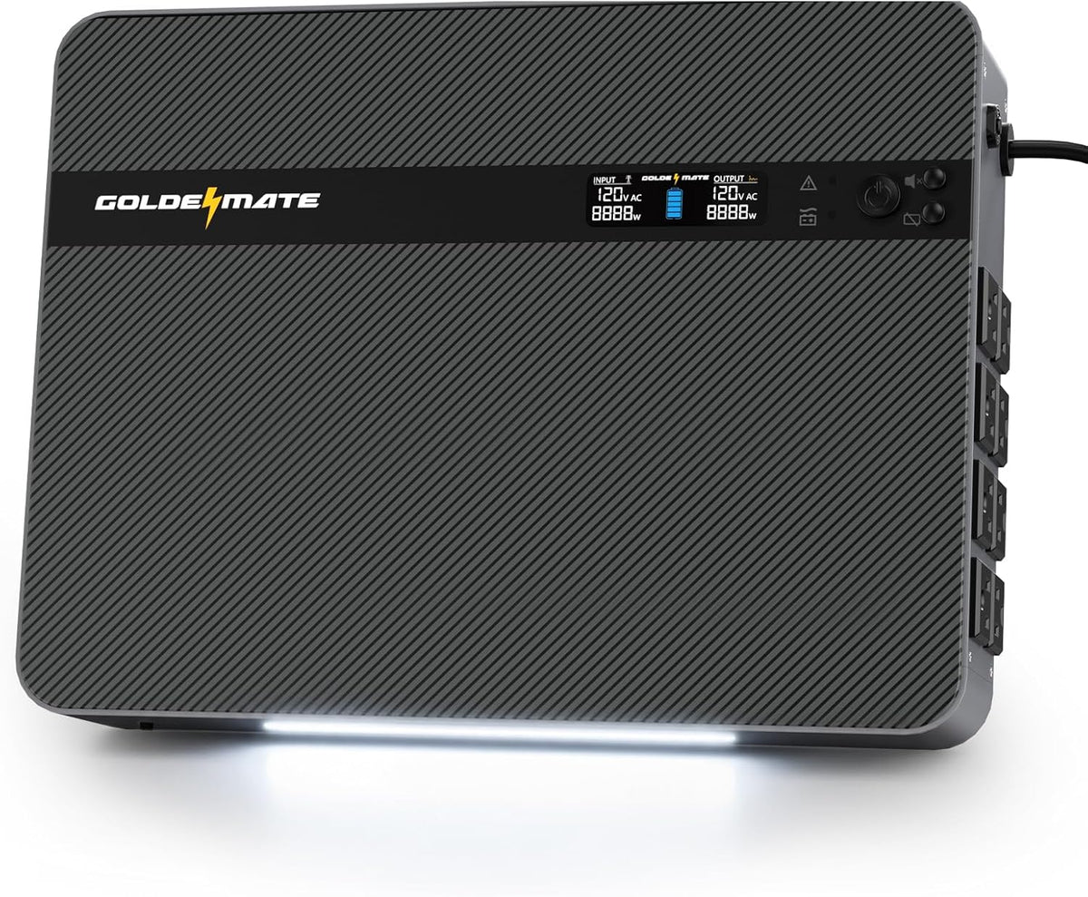 GOLDENMATE 1500VA/1000W Litio UPS Respaldo de batería y protector contra