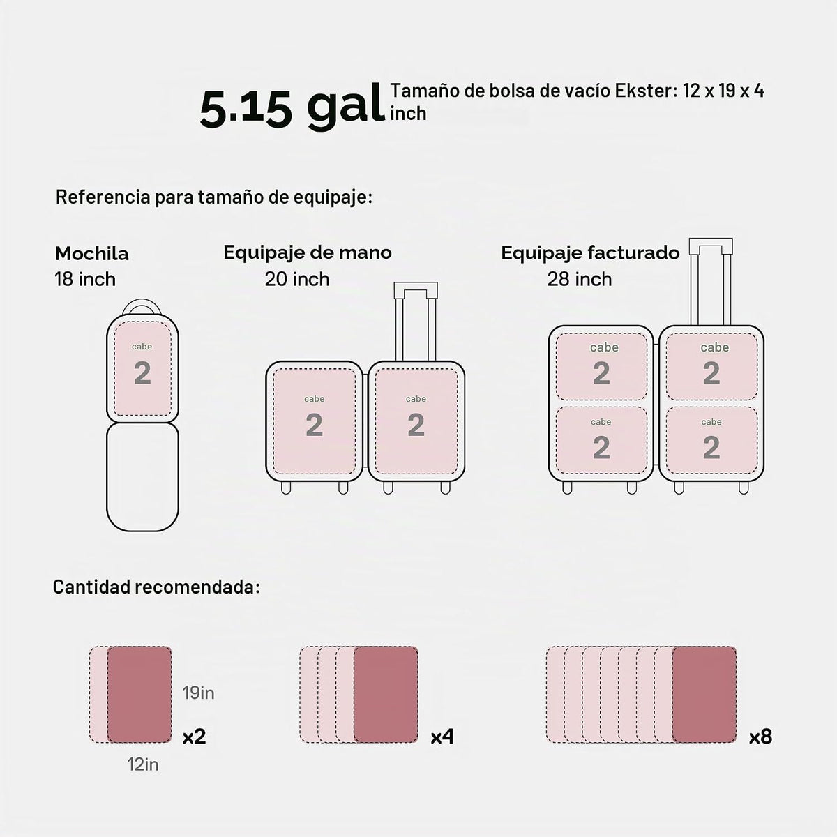 Ekster TravelPack - Kit de vacío Plus - Bolsas de almacenamiento al vacío