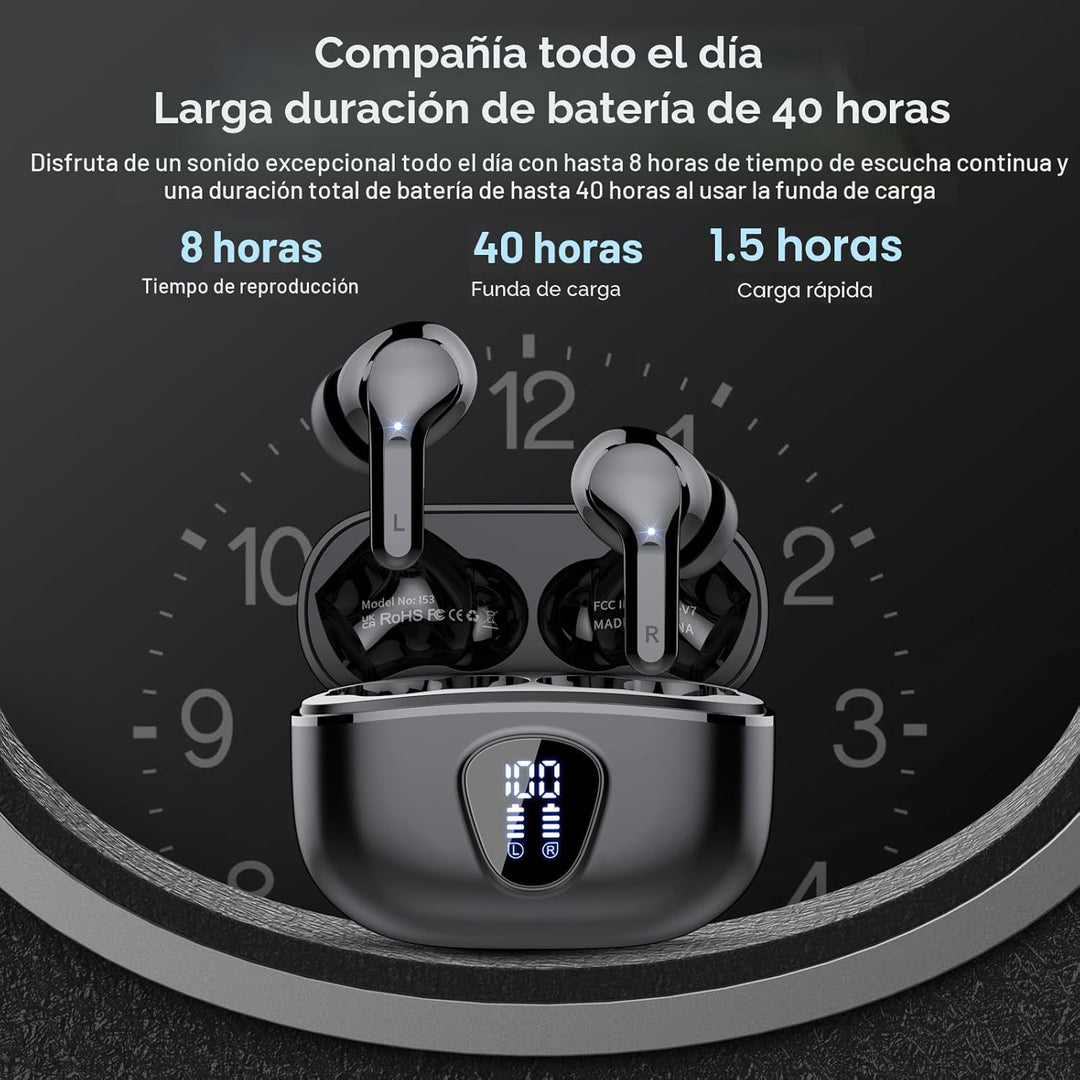 Auriculares inalámbricos, Bluetooth 5.4, estéreo de alta fidelidad,...