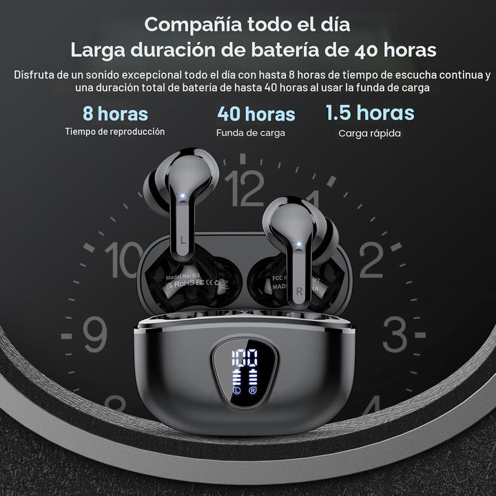 Auriculares inalámbricos, Bluetooth 5.4, estéreo de alta fidelidad,...