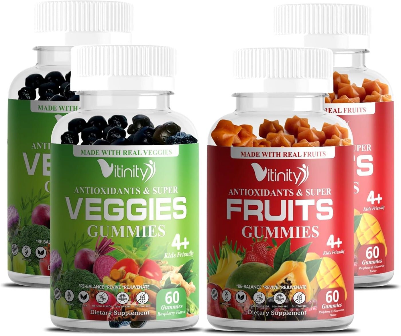 VITINITY Hecho con frutas reales y gomitas vegetales reales, suplem...