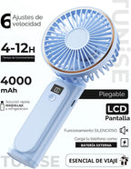 TUNISE Ventilador de mano portátil, ventilador portátil recargable,...