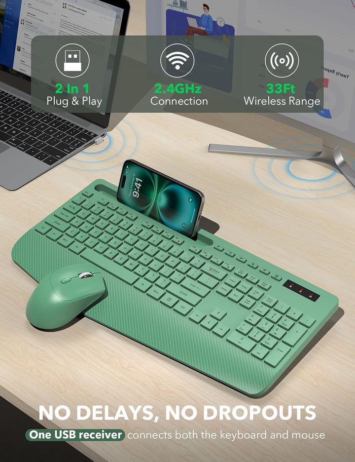 Combo de teclado y mouse inalámbrico - Teclados ergonómicos de tama...