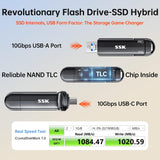 SSK Unidad flash USB 2TB SSD externa, TLC NAND unidad de estado sól...