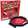 Farkel Juego con bandeja rodante de dados de lujo, canal integrado de recolección de dados, 2 juegos de dados, marcador de 40 hojas, juego familiar clásico