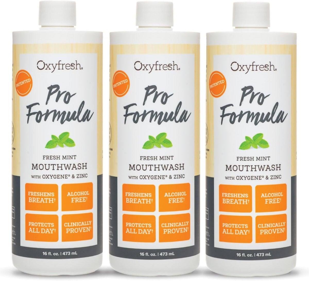 Oxyfresh Enjuague bucal Premium Pro Formula Fresh Mint, 16 Fl Oz (Pack of 3), Menta fresca con zinc