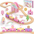 Juego de tren de madera para niños pequeños, regalos de cumpleaños de