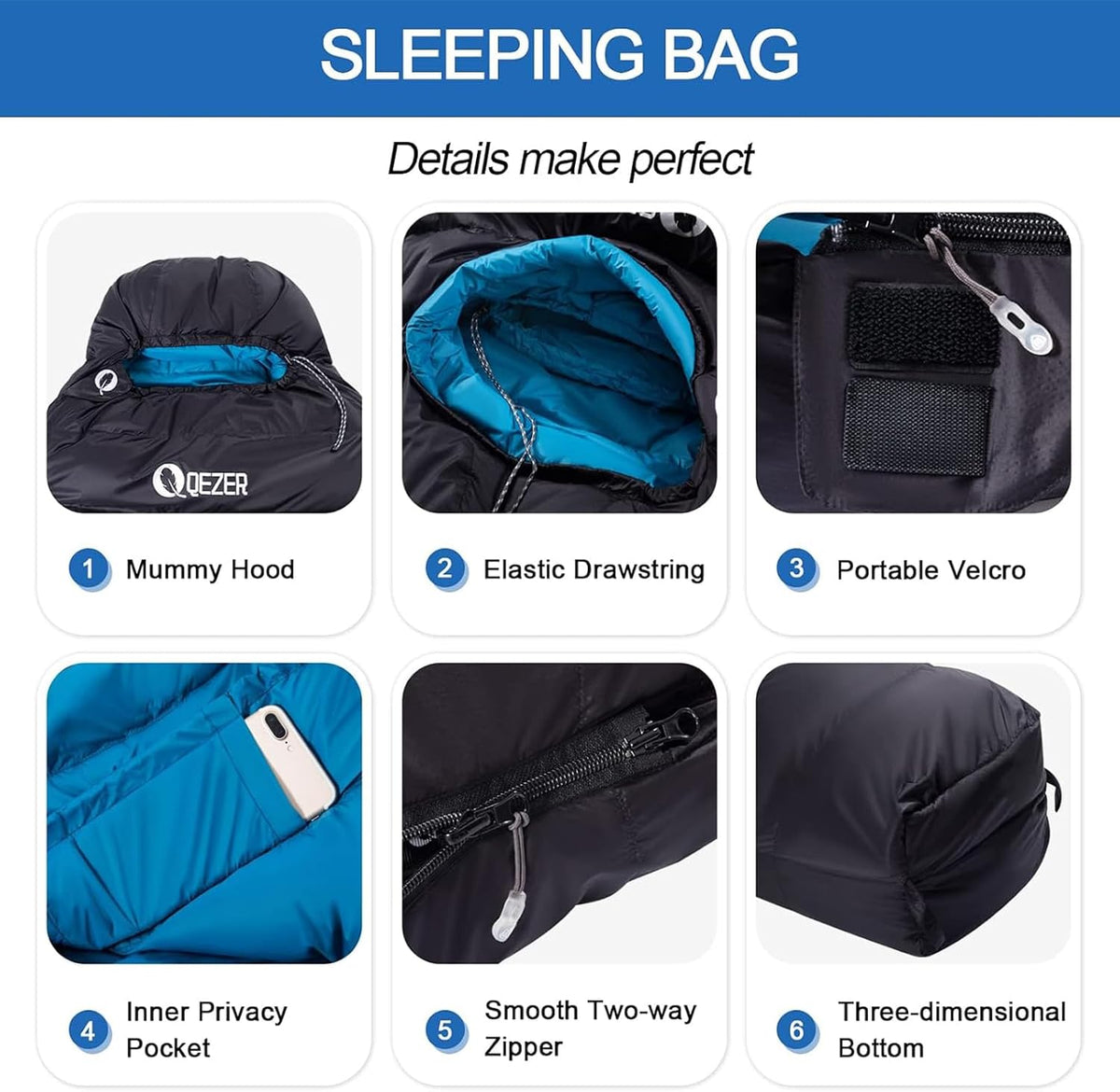 Saco de dormir para adultos para clima frío de 0 °F, bolsa de mochilero ligera con botines de plumón para hombres y mujeres para mantener el calor
