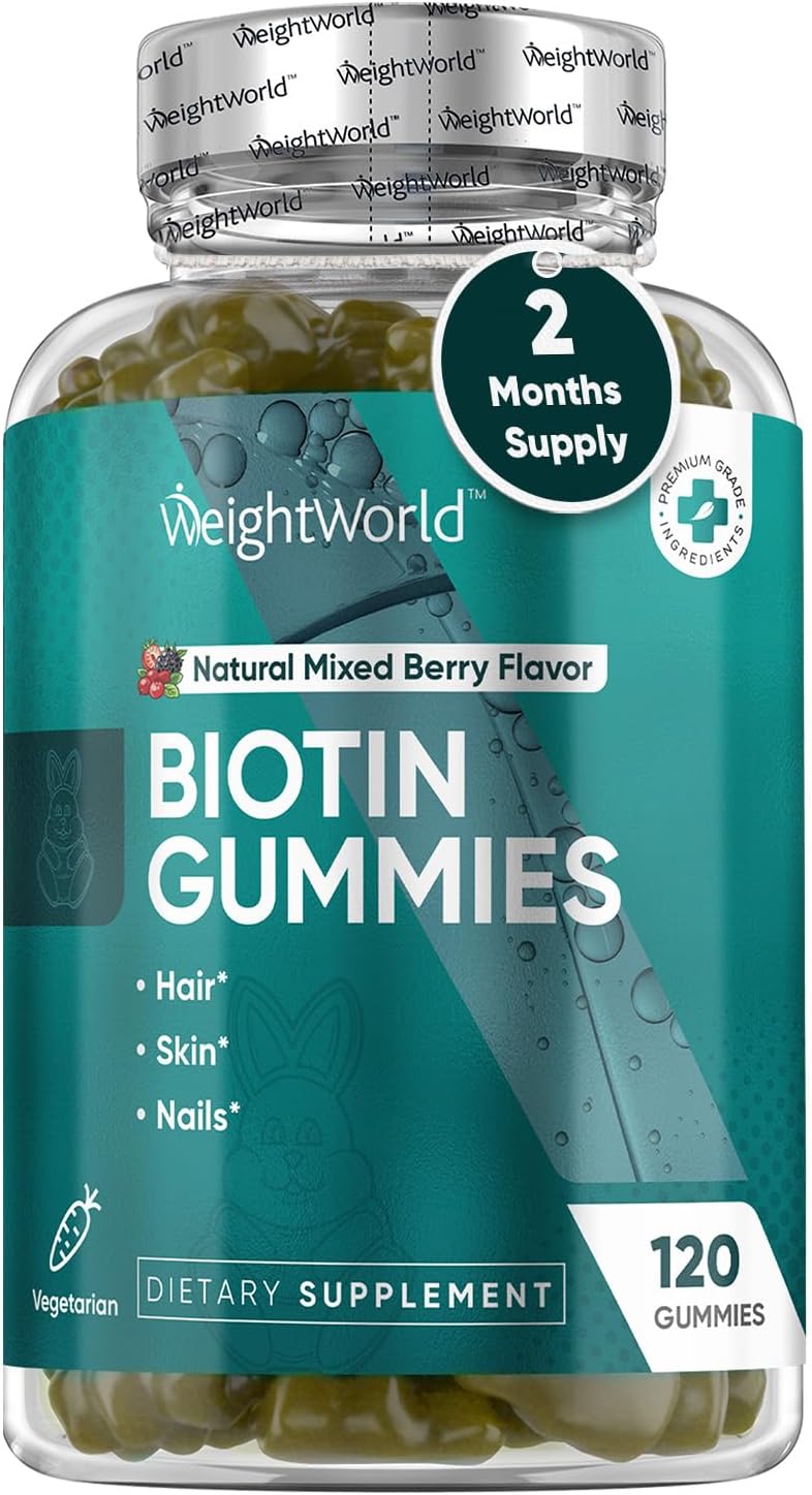 WeightWorld Gomitas de biotina de 5000 mcg con vitaminas A, C, D3,...