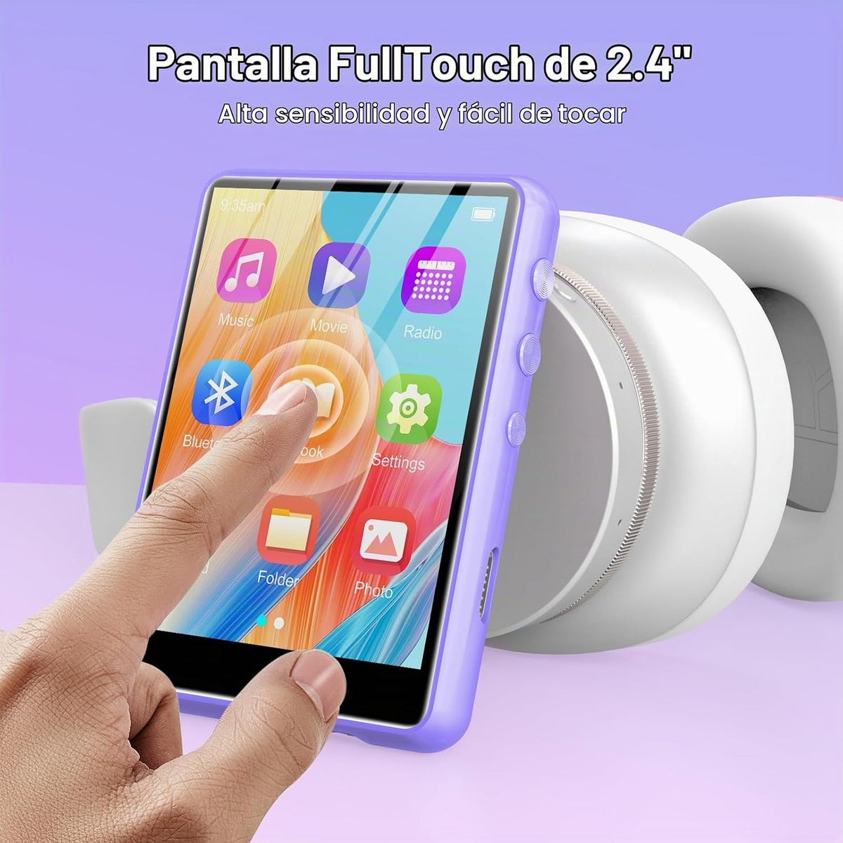 Reproductor MP3 con Bluetooth 5.4, ZAQE 64GB 2.4" Reproductor de Música HiFi Portátil con Radio FM/Altavoz HD/E-Book, Auriculares incluidos