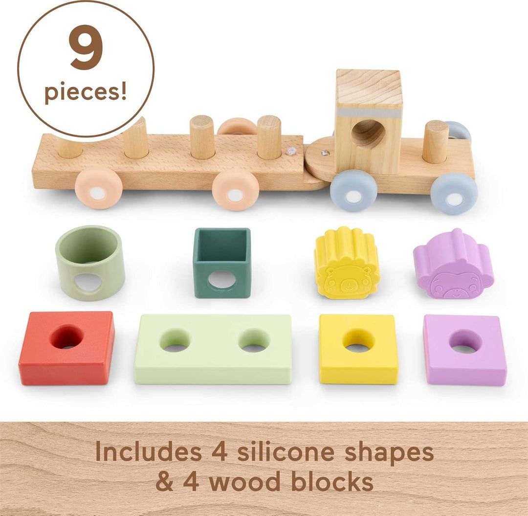 Fisher-Price Tren apilable de juguete de madera para bebé