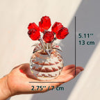 Figuras de rosas rojas de cristal, adorno de ramo de flores de cristal