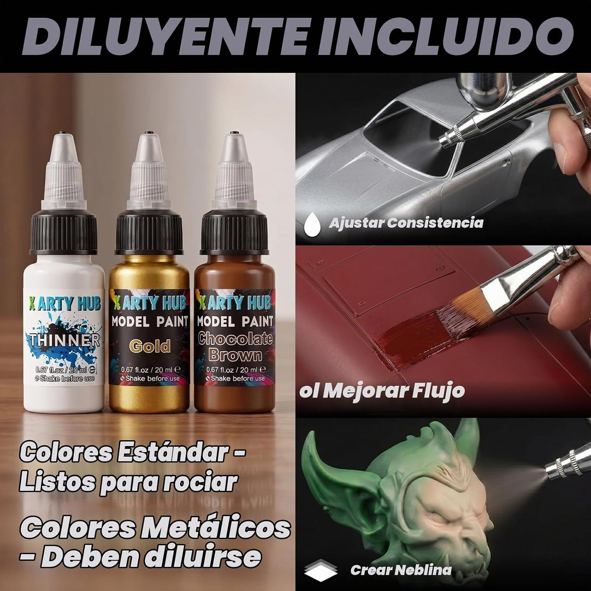 Juego de pintura modelo, kit de pintura en miniatura de 34