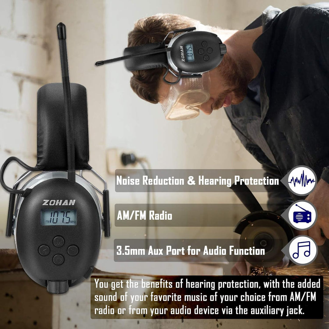 ZOHAN AM\/FM Radio Headphone with Digital Display,Ear Protection No...