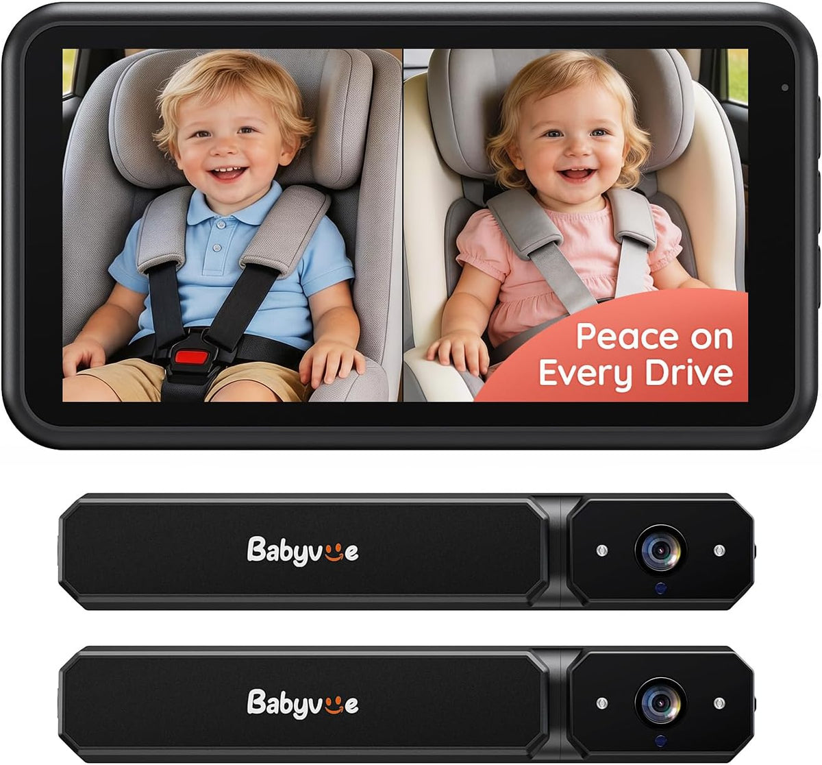 Babyvue Monitor de bebé con cámara dual inalámbrica para automóvil...