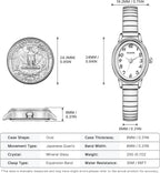 Relojes pequeños de oro para mujer, reloj analógico de esfera fácil de leer, caja ovalada, banda de expansión de acero inoxidable, reloj impermeable